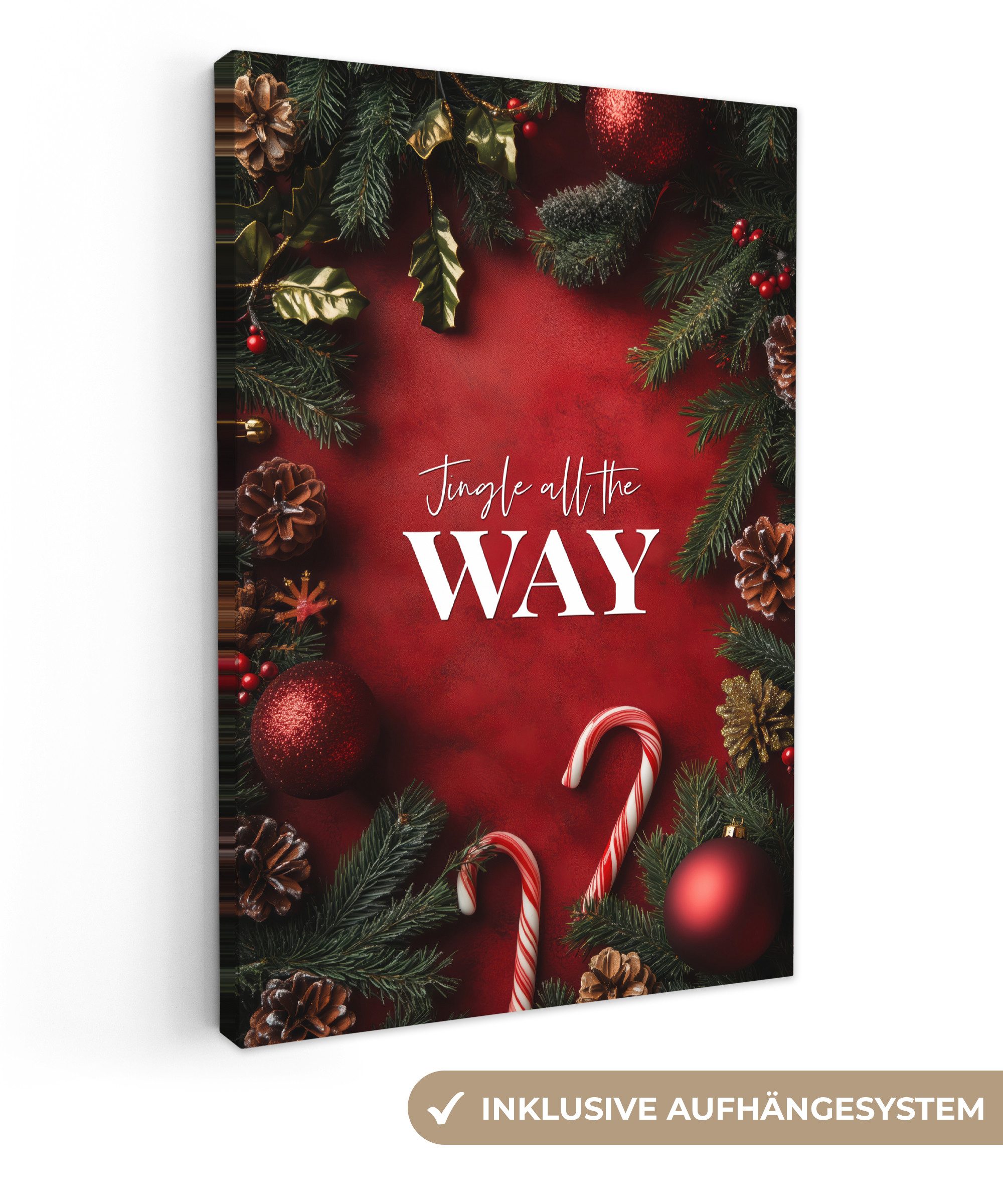 OneMillionCanvasses® Leinwandbild Weihnachten - Zitat - Rot - Weihnachtskug günstig online kaufen
