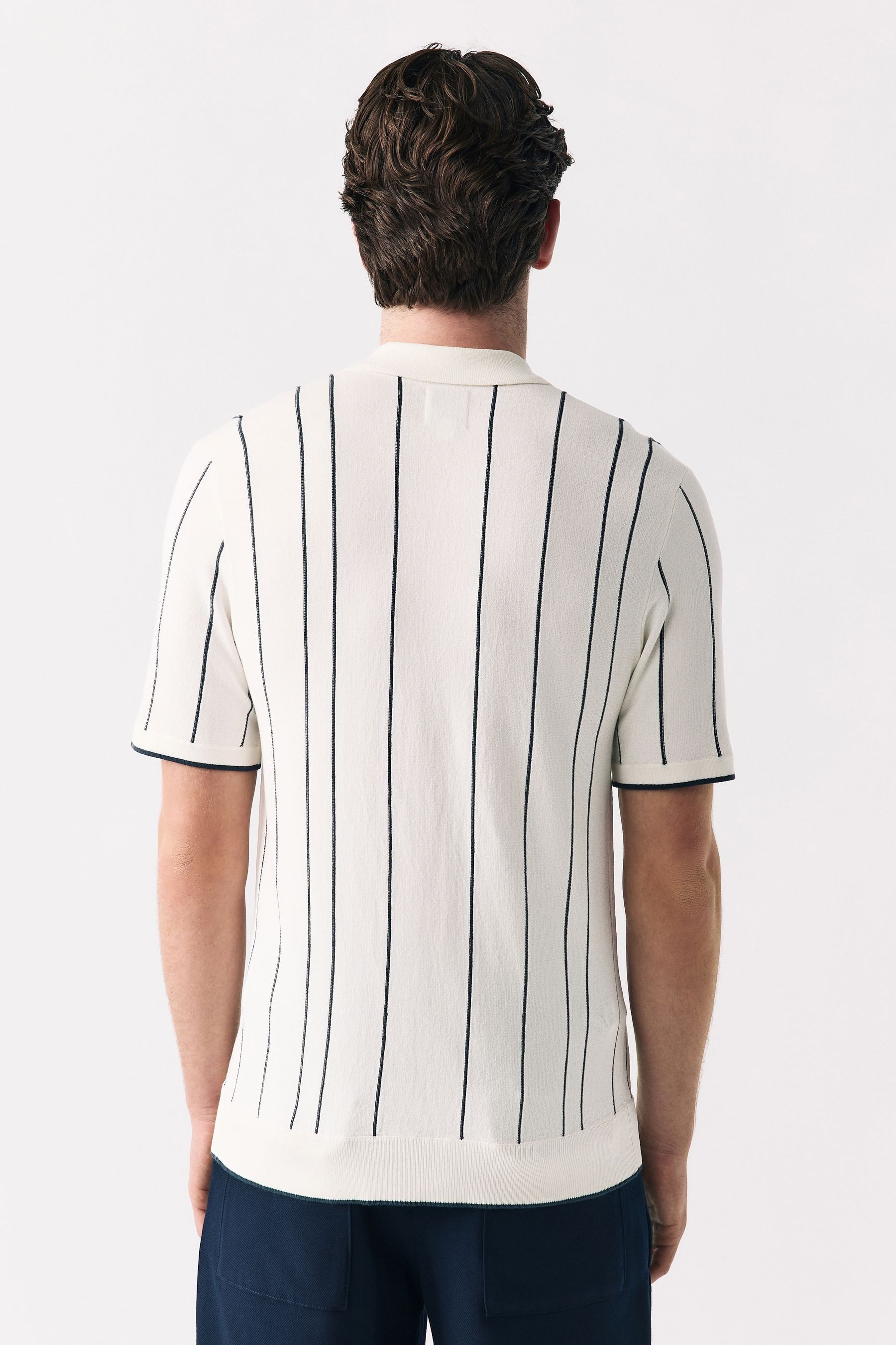 Next Poloshirt Regular Fit Strick-Poloshirt, Streifen und RV (1-tlg) günstig online kaufen