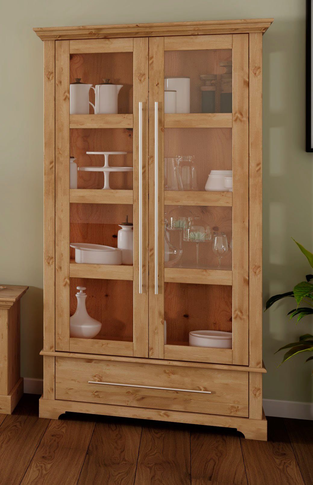 Home affaire Vitrine Meliss Höhe 169 cm, Breite 94 cm, 2-türig, Kiefer mass günstig online kaufen