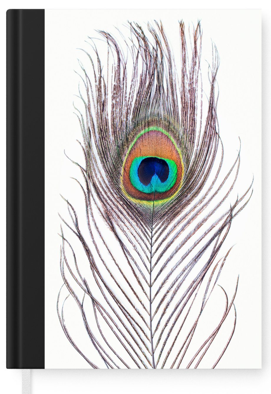 Tiere, Merkzettel, Seiten, Pfauenfedern MuchoWow Journal, Pfau Notizheft, - 98 Feder - Haushaltsbuch Tagebuch, - - Blau Notizbuch A5,