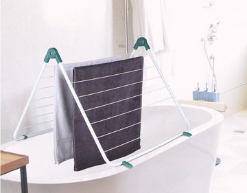 Spetebo Badewannen-Wäscheständer Wäscheständer für Badewanne weiß-grün - 9 Meter, Wäschetrockner für den Badewannenrand