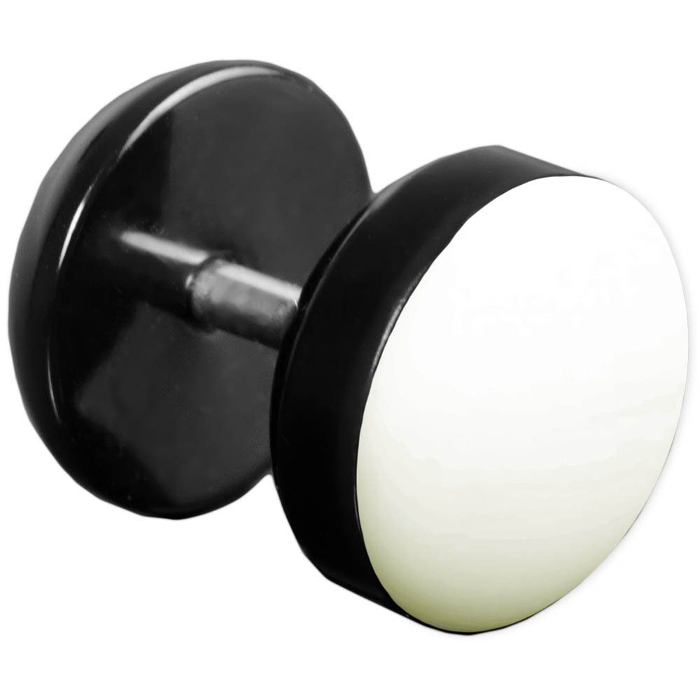 viva-adorno Fake-Ear-Plug 1 Stück Ohrstecker Edelstahl Acryl schwarz, mit farbig emaillierter Front Weiß