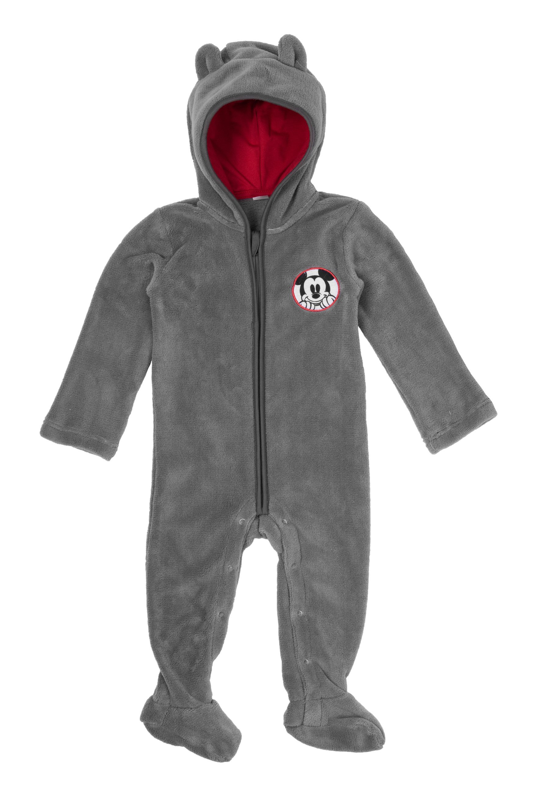 United Labels® Overall Disney Mickey Mouse Fleece Overall Kapuze Strampler Onesie Jumpsuit