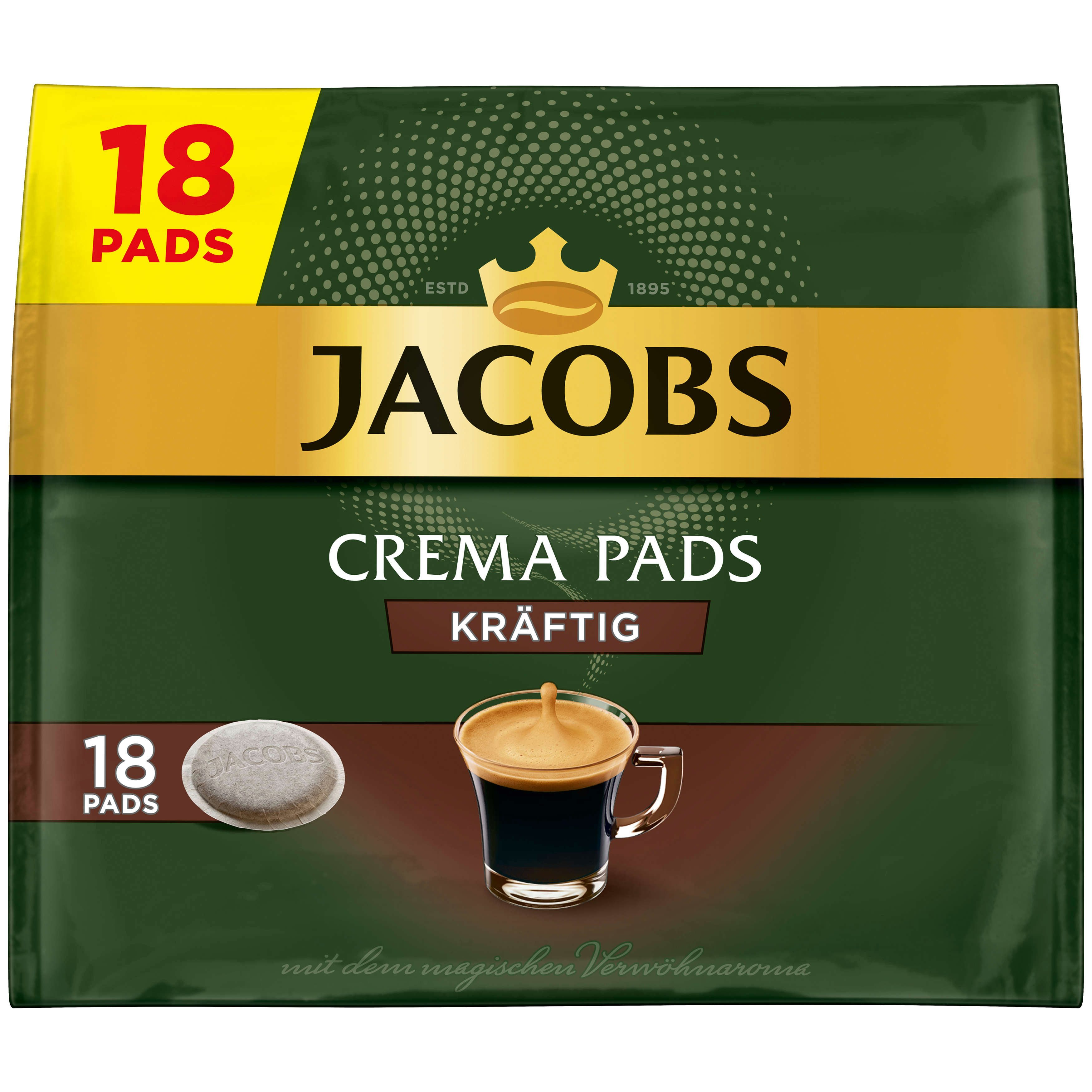 JACOBS Kaffee Pads Crema kräftig Senseo kompatibel 10 x 18 = 180 Getränke, (Packung, 10er Pack)