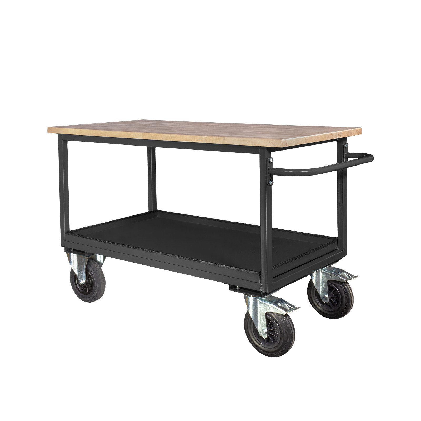 PROREGAL® Werkbank Mobile Werkbank mit 2 Etagen Schiebegriff, HxBxT 83x130x60cm Anthrazit