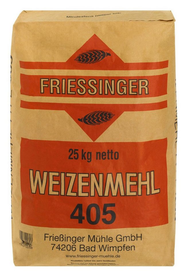 Bielmeier Mehl Weizenmehl T405 25kg Friessinger, 1 x 25000 g, Das Getreide stammt von Landwirten aus der Region (B210024-25)