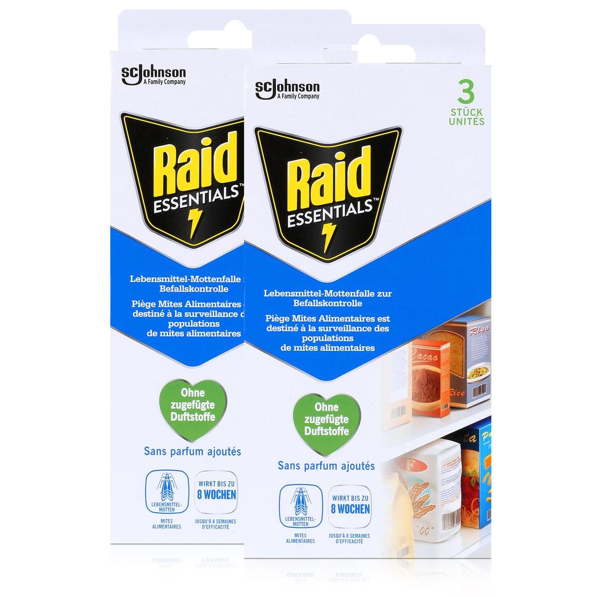 Raid Insektenfalle 2x Raid Lebensmittel-Mottenfalle - wirkt bis zu 8 Wochen - Geruchlos