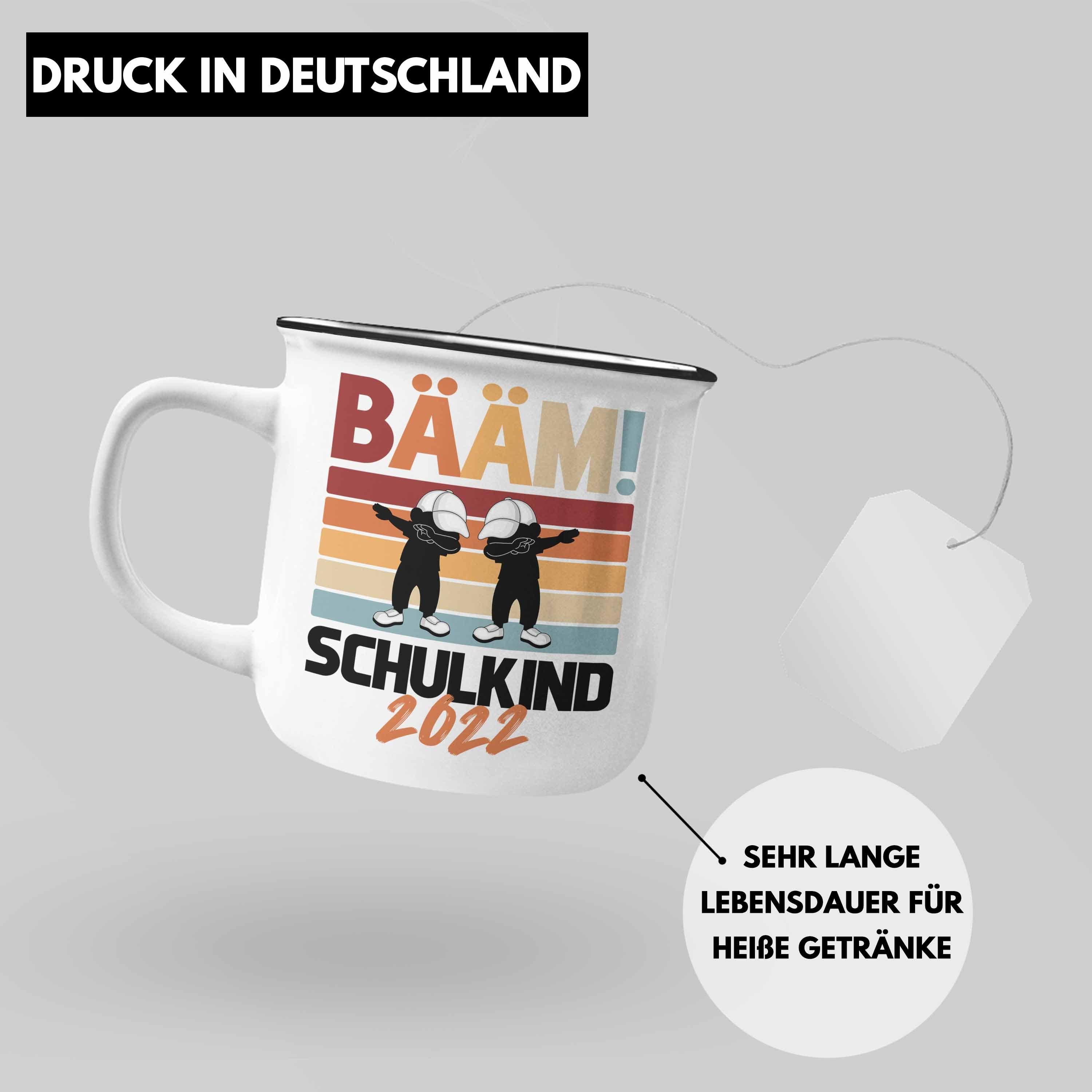 Silber Schulkind Tasse Geschenk Schultüte für Einschulung 1. Junge Schulanfang - Schulstart Schultag Thermotasse Schuleinführung Trendation Trendation Füllung Emaille Jungs Geschenkidee