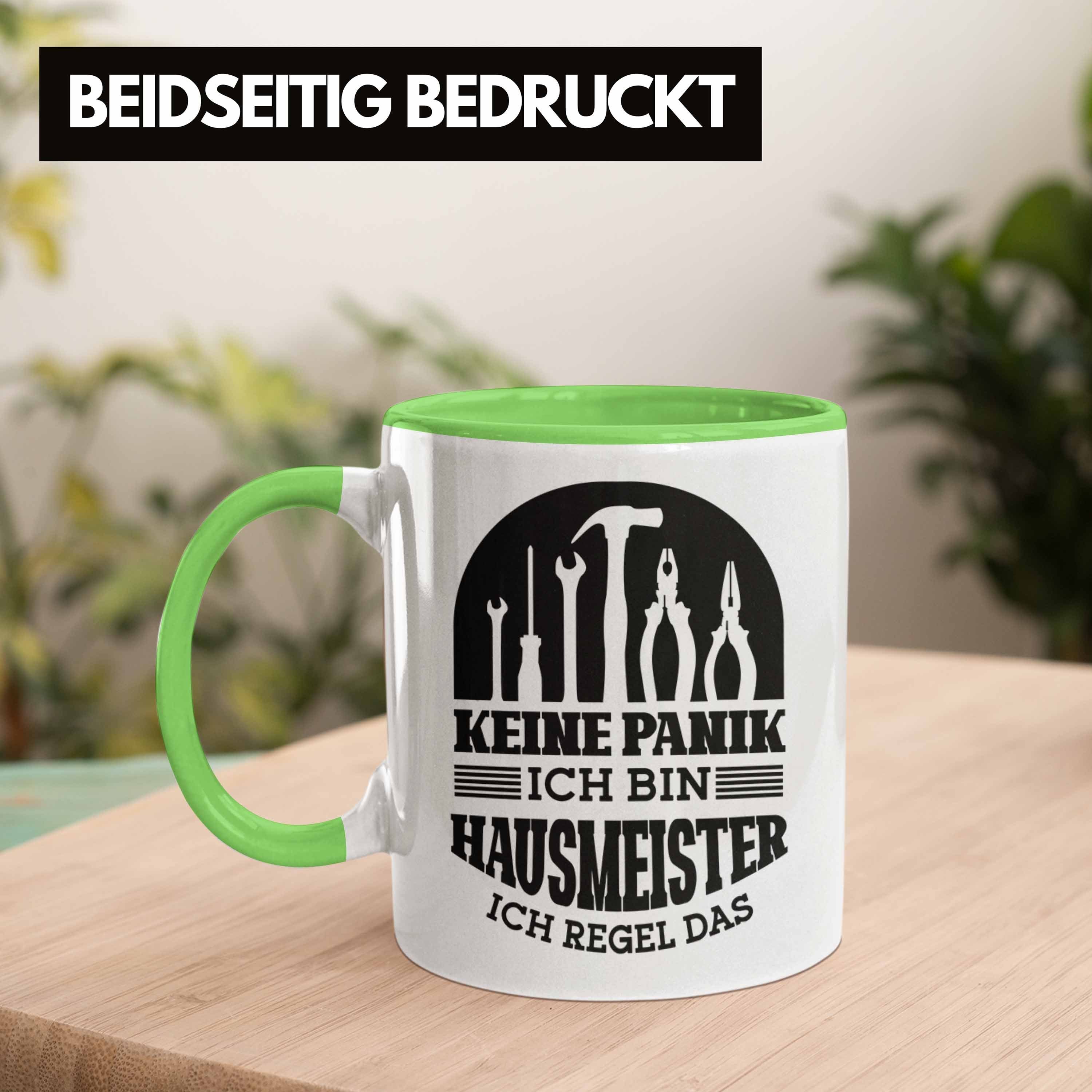 Geschenkidee für Trendation Tasse Spruch Hausmeister Hausmeiste Lustiger Tasse Grün Geschenk