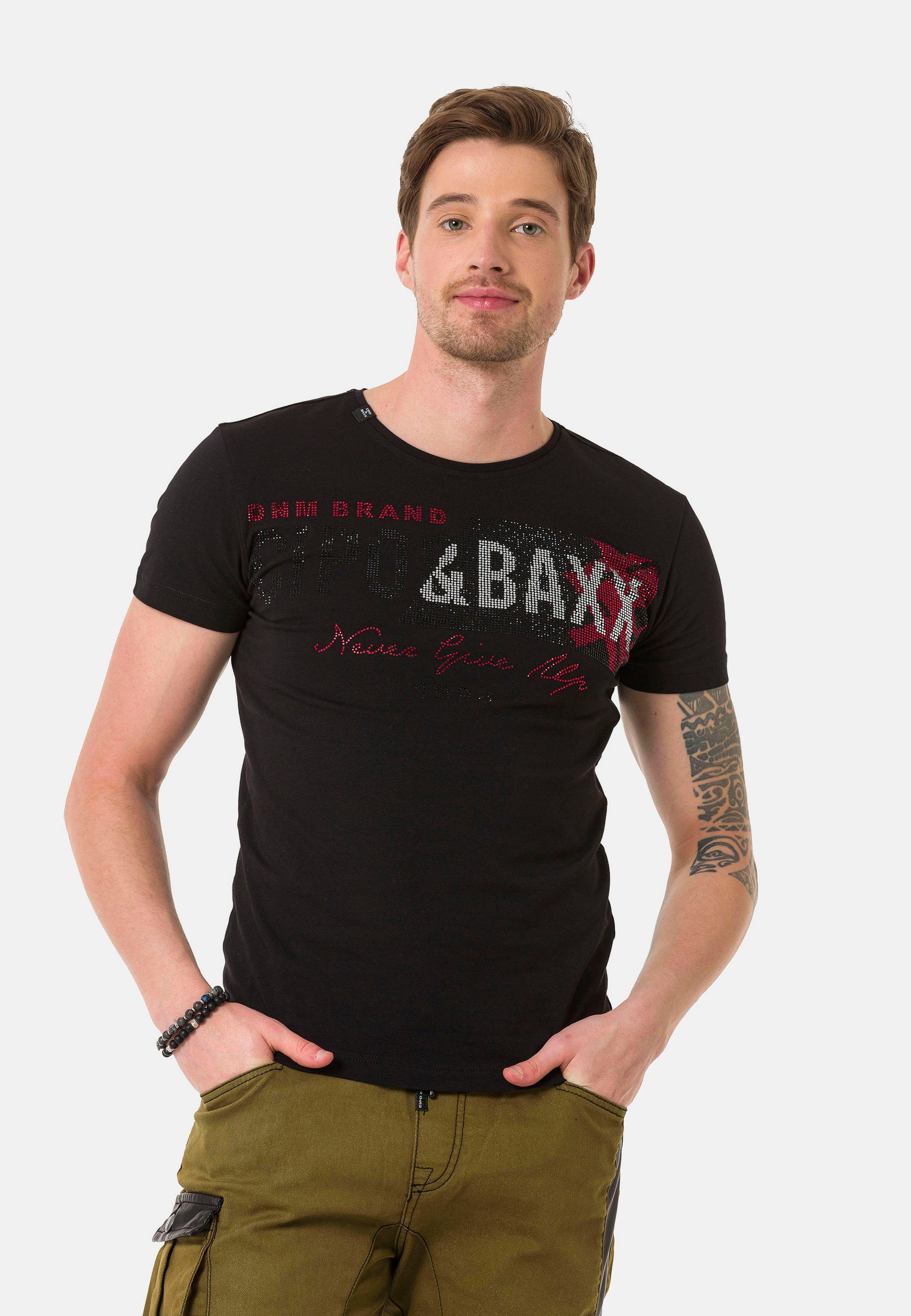 Markenprint T-Shirt mit großem Cipo & Baxx