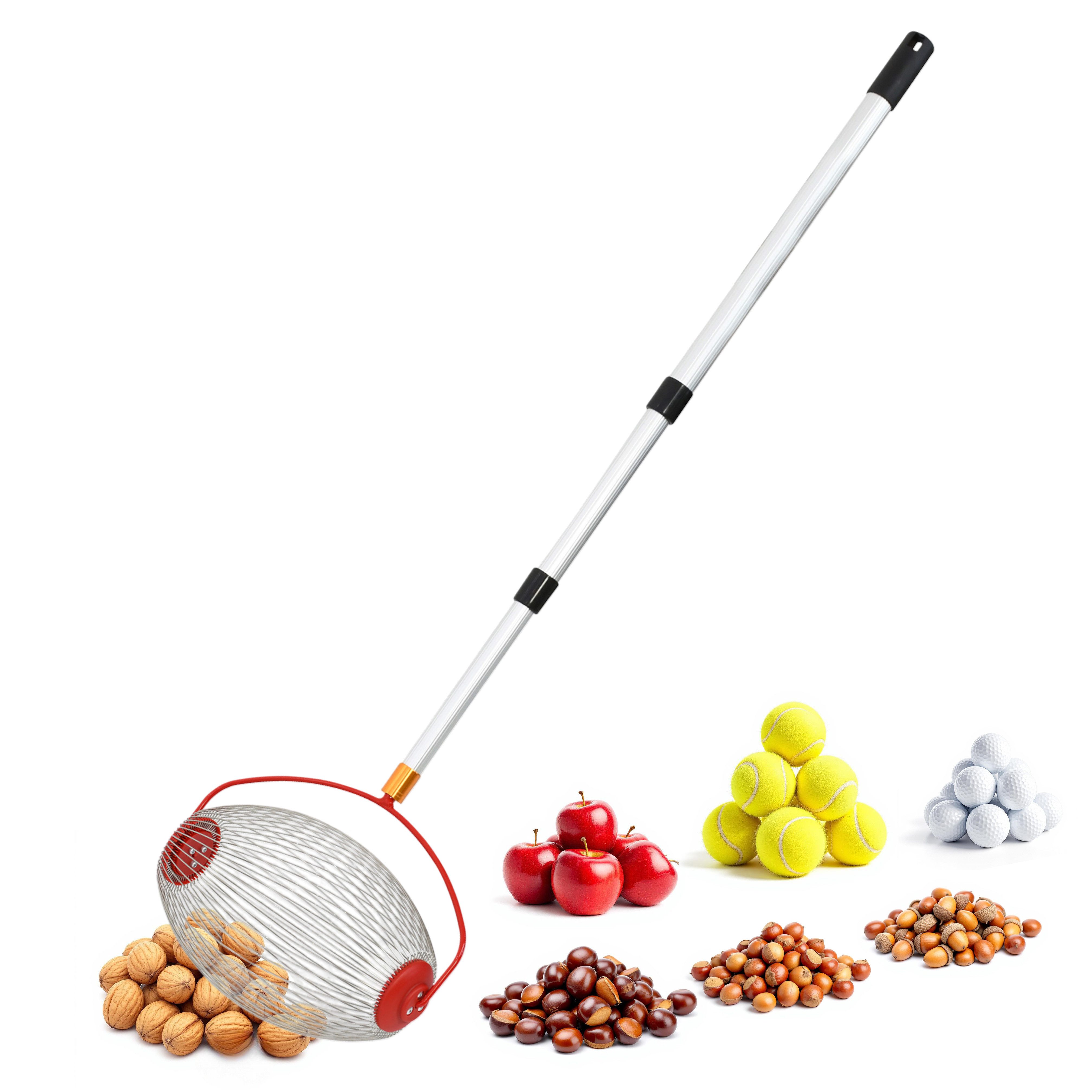 Spetebo Rollsammler Erntehelfer für Nüsse und Obst mit Alu Teleskopstiel, 33 cm Arbeitsbreite, (Anzahl, 1-tlg., Stück), flexibler Sammelkorb