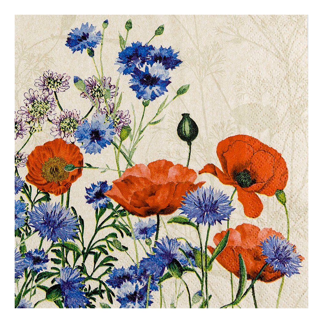 HOME FASHION Papierserviette Wild Poppies, (20 St), 20 Stück