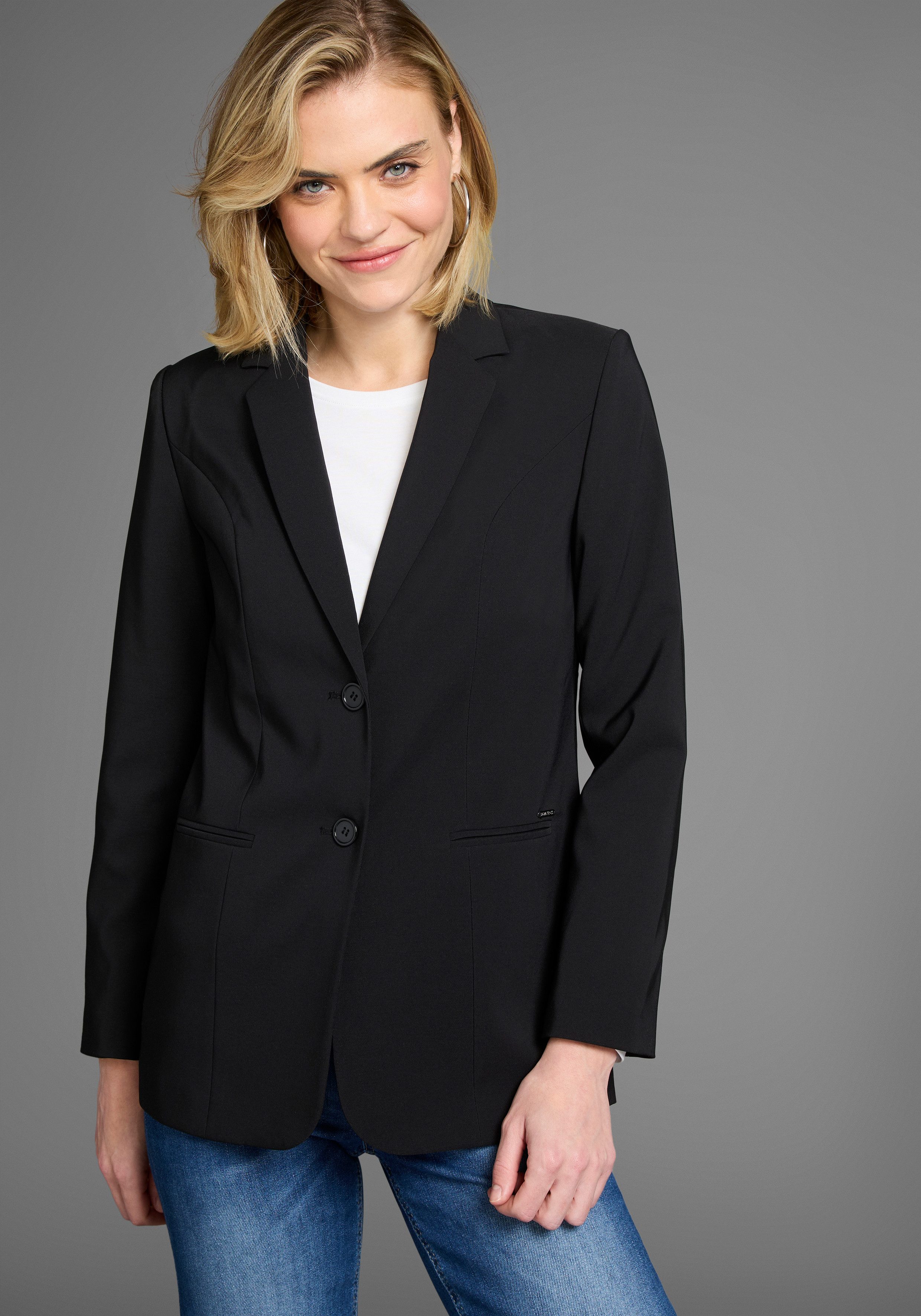 Laura Scott Longblazer mit konstrastfarbigem Innenfutter