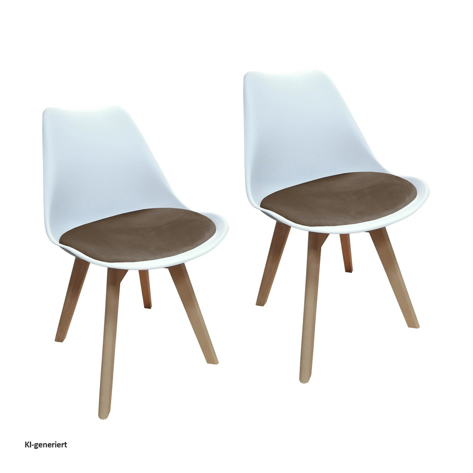 HTI-Living Esszimmerstuhl 2er Set Design-Stühle mit Sitzpolster (Set, 2 St), Esszimmerstuhl Kunststoffschale Samtbezug Holzfüße