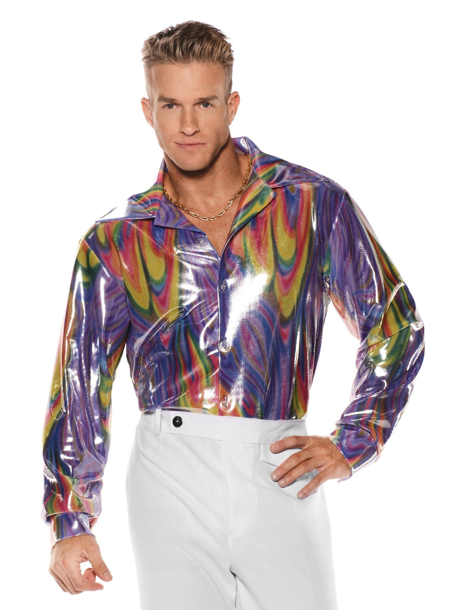 Underwraps Kostüm Disco Hemd Herren - für Karneval Faschingskostüme, Stylishes Disco Shirt zum tollen Preis