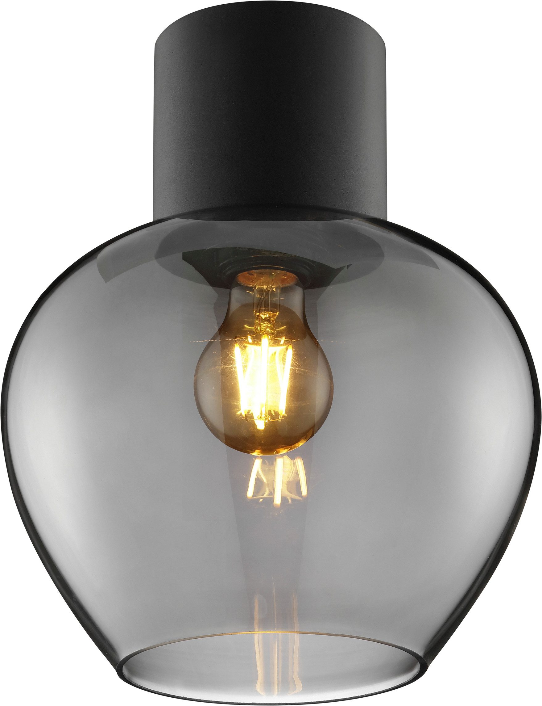 Brilliant Deckenleuchte Ligari, ohne Leuchtmittel, Ø 23 cm, Höhe 28 cm, E27 Fassung, Glas Aluminium, schwarz rauchglas