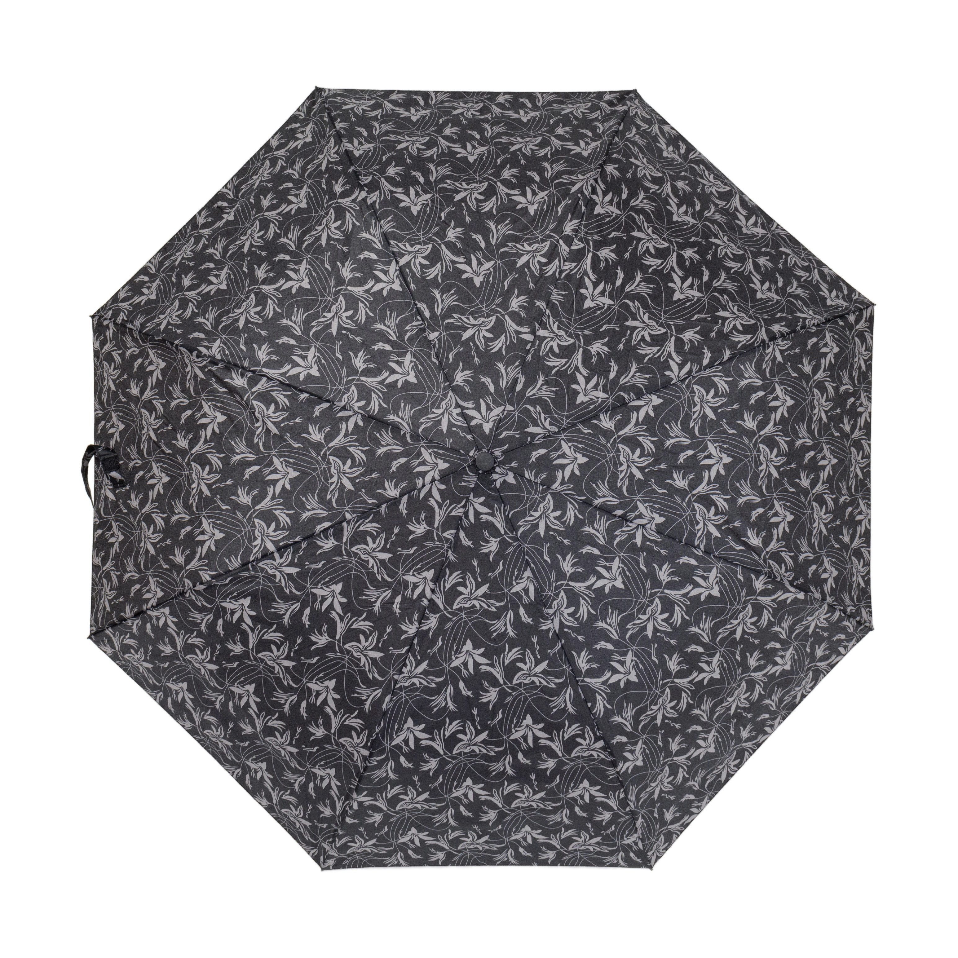 Susino Taschenregenschirm mit Schutzhülle mit Lilien Schutz bei Wind und Regen ø100cm