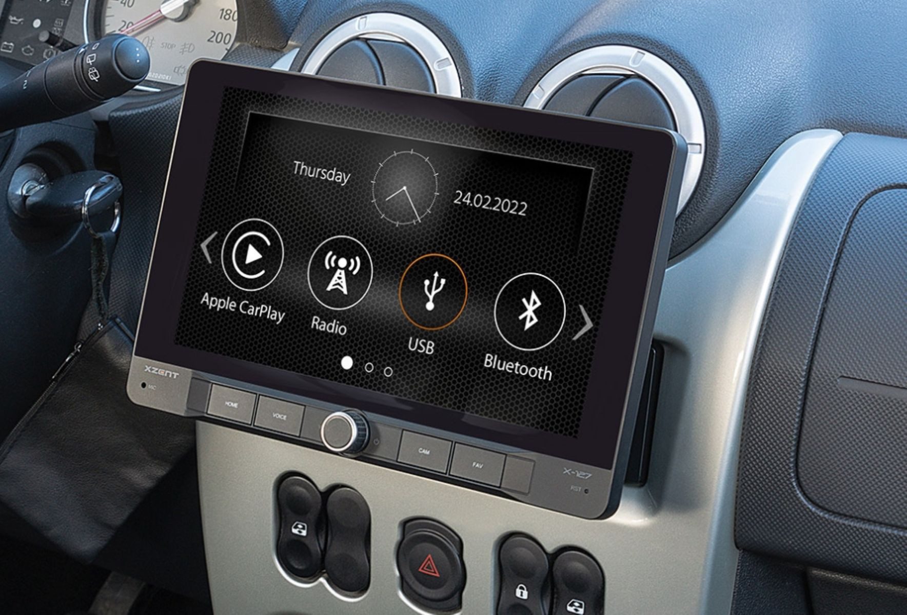 Xzent X-127 1-Din 9" Infotainer mit CarPlay und GAA Autoradio (RDS, AM/FM Radio, Animiertes Display, Freisprecheinrichtung, 1 DIN)