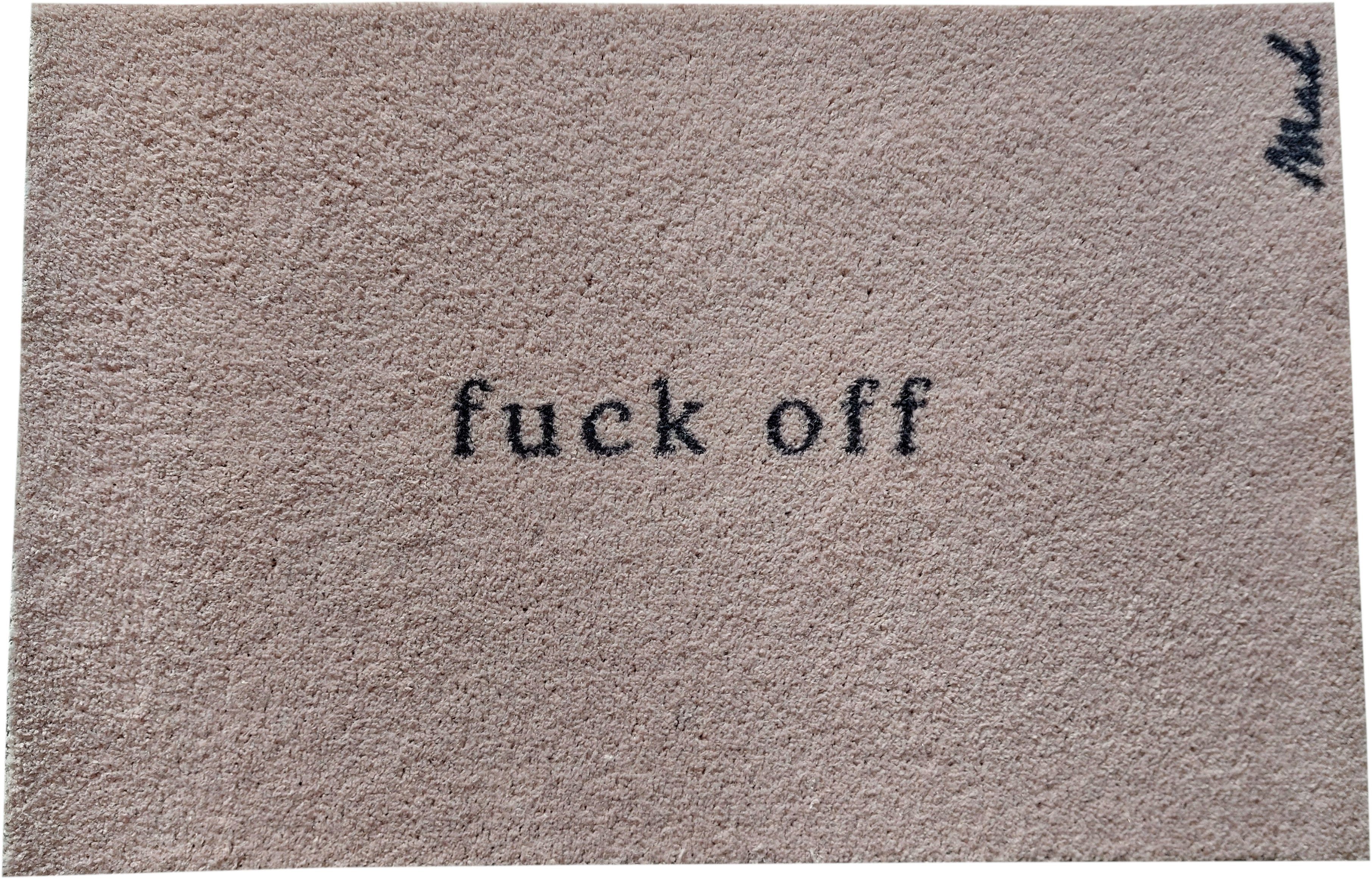 Mad about Mats Fußmatte Alicia, rechteckig, Türvorleger, Schmutzfangmatte, mit Spruch "Fuck Off", witzig, Indoor & Outdoor, Farbe: Beige, rutschfet, maschinenwaschbar, 50 x 75 cm