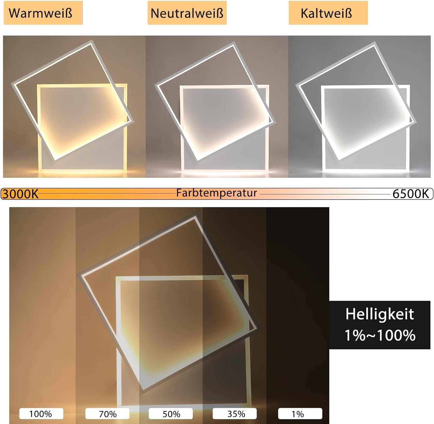 Nettlife LED Deckenleuchte Dimmbar Schwarz mit günstig online kaufen