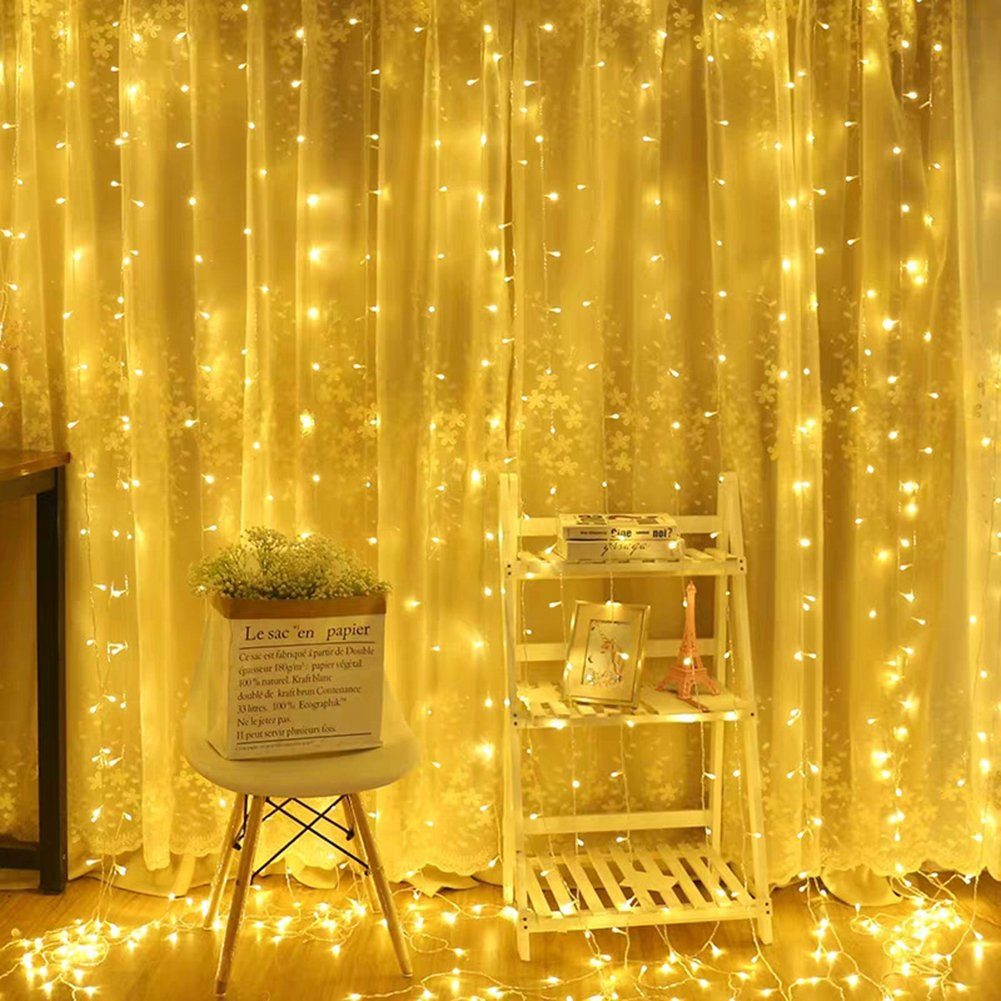 Lichtervorhang,8 Oneid Weihnachten Schlafzimmer 300 für Modi,Wasserdicht LED-Lichtervorhang LED
