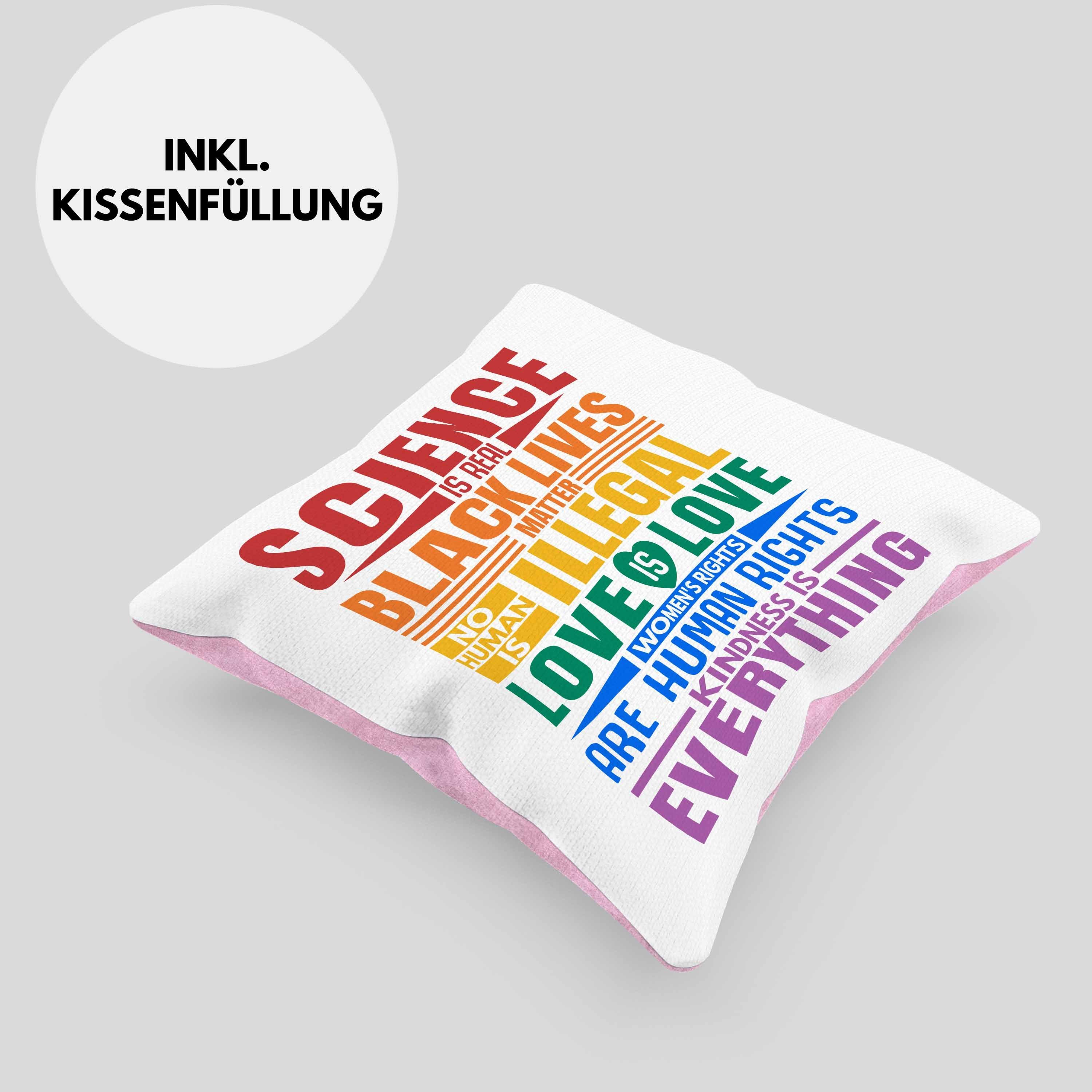 Trendation Dekokissen Trendation - LGBT Rosa Lustige Regenbogen Lesben Is Geschenk Schwule Kissen Transgender Dekokissen Grafik Real für Science Regenbogen 40x40 Lives Füllung mit Black