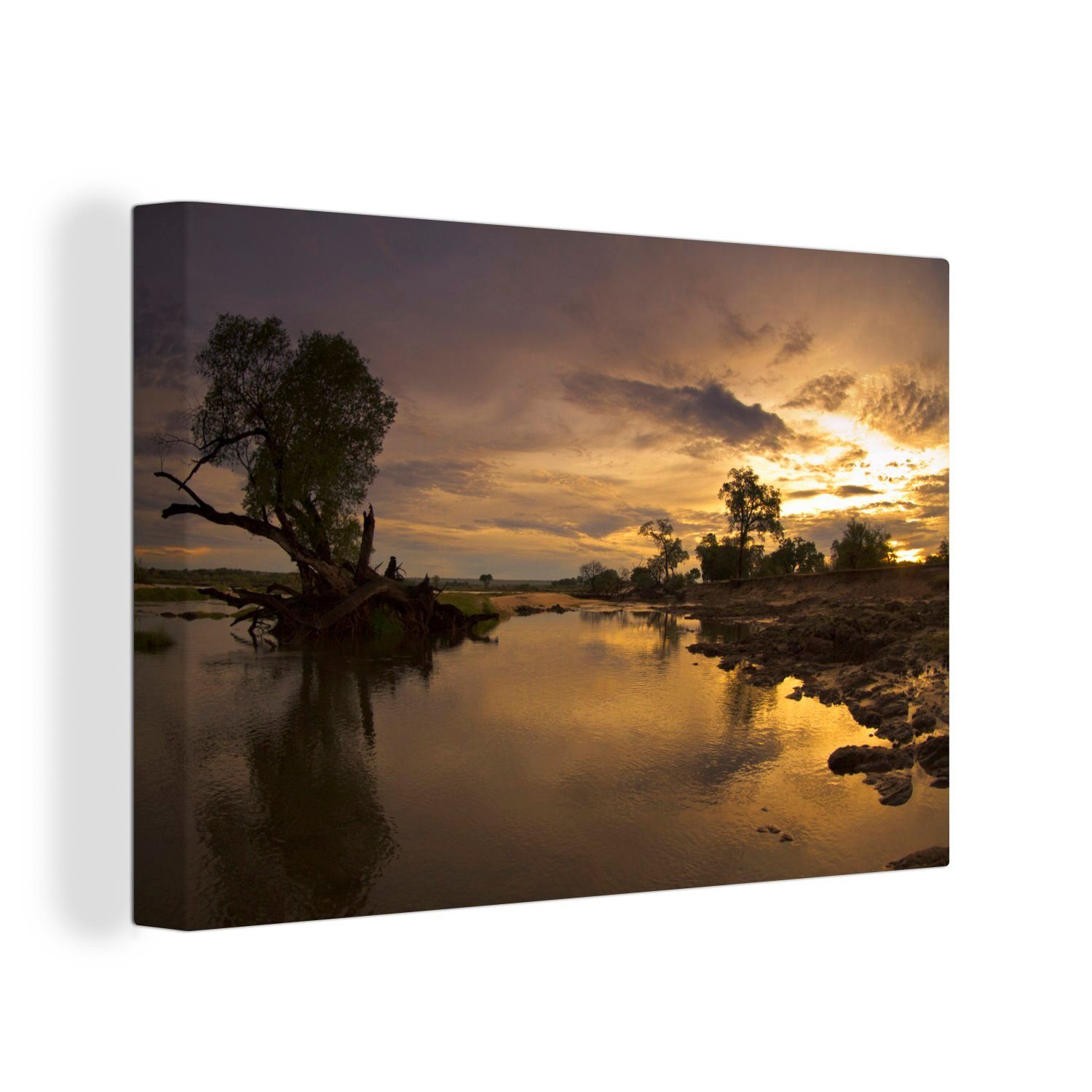 OneMillionCanvasses® Leinwandbild Sonnenaufgang im Lower Zambezi National Park, (1 St), Wandbild Leinwandbilder, Aufhängefertig, Wanddeko, 30x20 cm