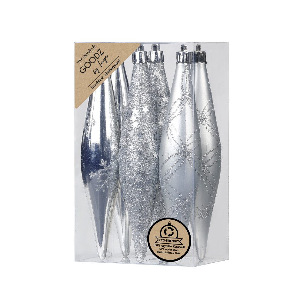 INGE-GLAS® Christbaumschmuck Christbaumschmuck Eiszapfen Kunststoff 15 cm 6 günstig online kaufen