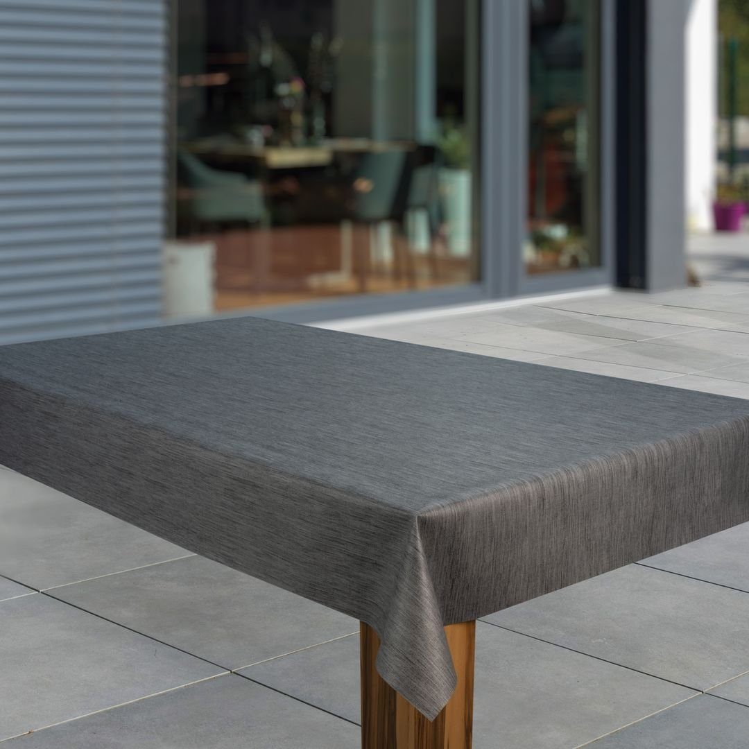 laro Tischdecke Wachstuch-Tischdecken Abwaschbar Leinenoptik Dunkelgrau rec günstig online kaufen