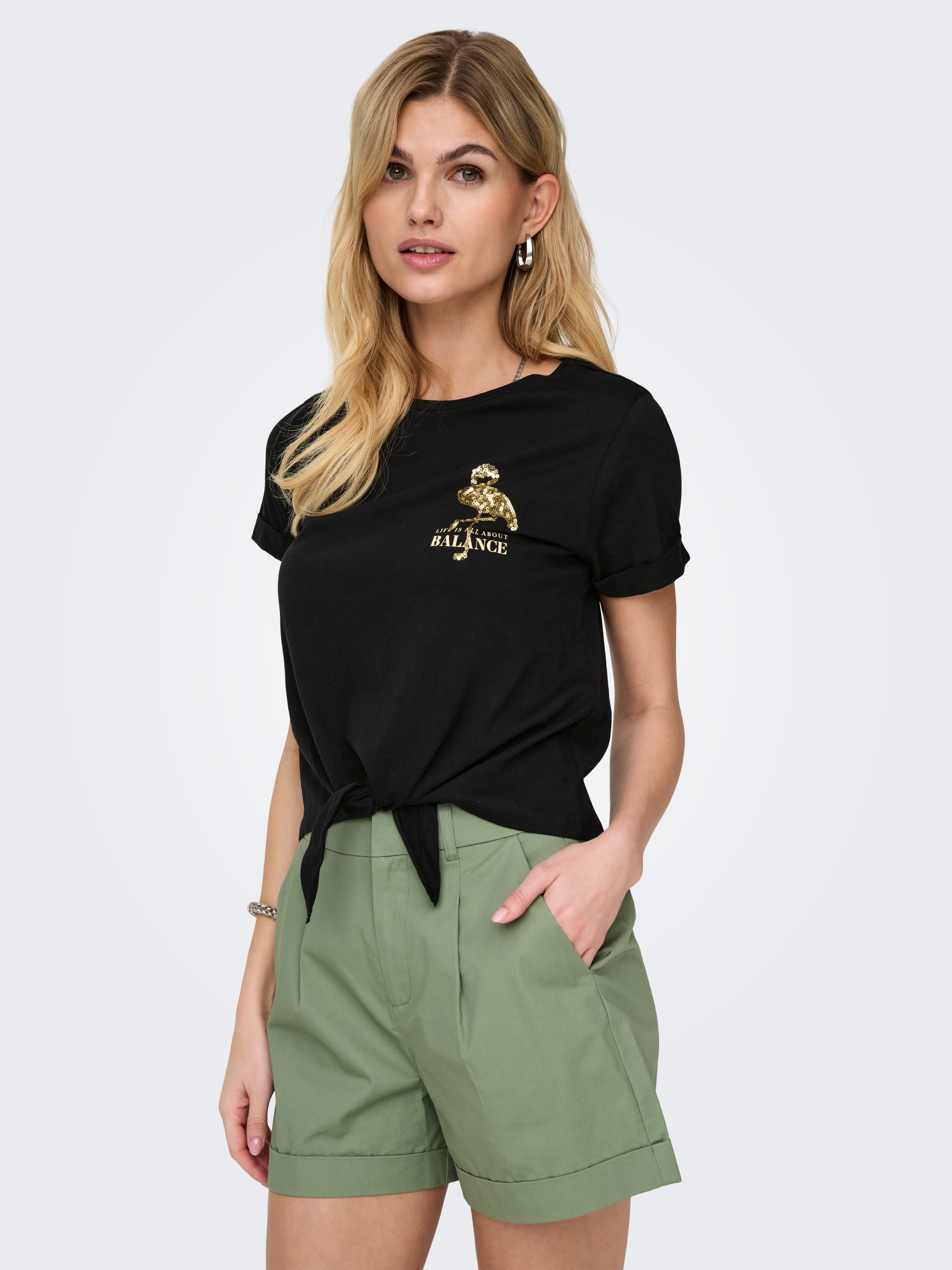 ONLY Kurzarmshirt ONLDORA S/S KNOT FOLD-UP günstig online kaufen