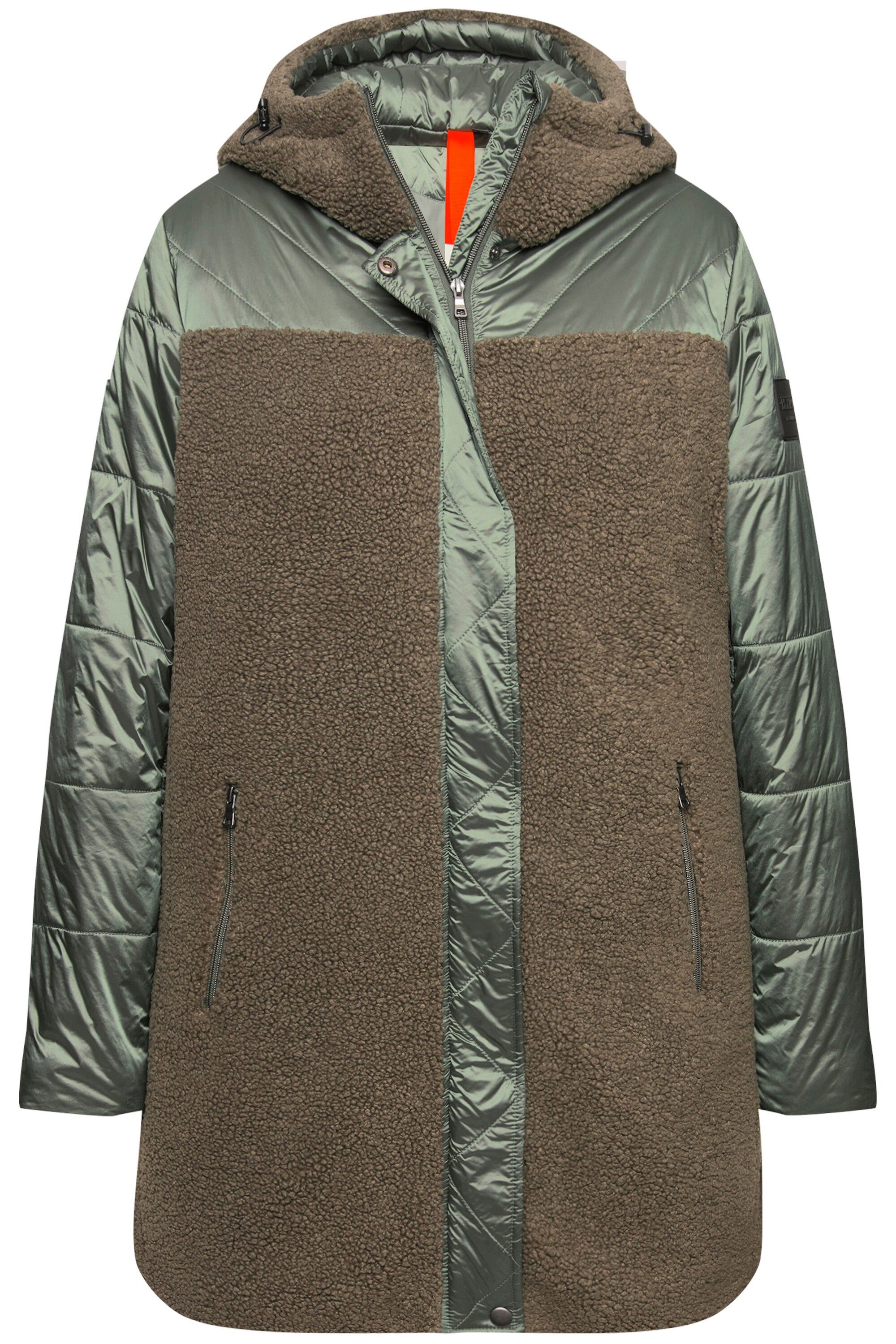 Parka Jacke Stepp/Teddyfleece Kapuze Zipptaschen