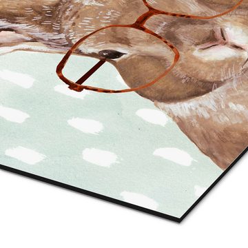Posterlounge Alu-Dibond-Druck Victoria Borges, Häschen mit Brille, Klassenzimmer Illustration
