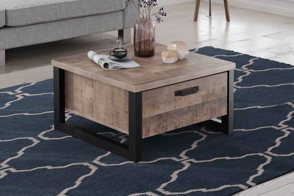 trendteam Couchtisch Couchtisch Emile 1, Eiche Tabak / Schwarz (no-Set), Breite 80 cm,Tischplatte aus Holzwerkstoff