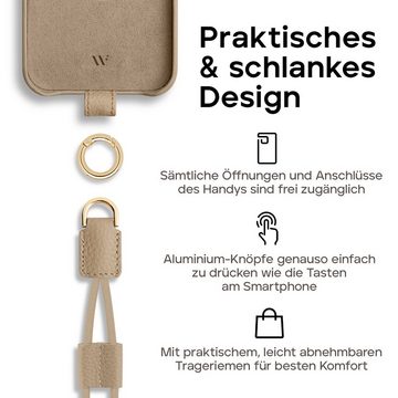 wiiuka Handykette skiin LOOP Hülle für iPhone 15 Plus, Handyhülle / Kette, Handgefertigt - Deutsches Leder, Premium Case