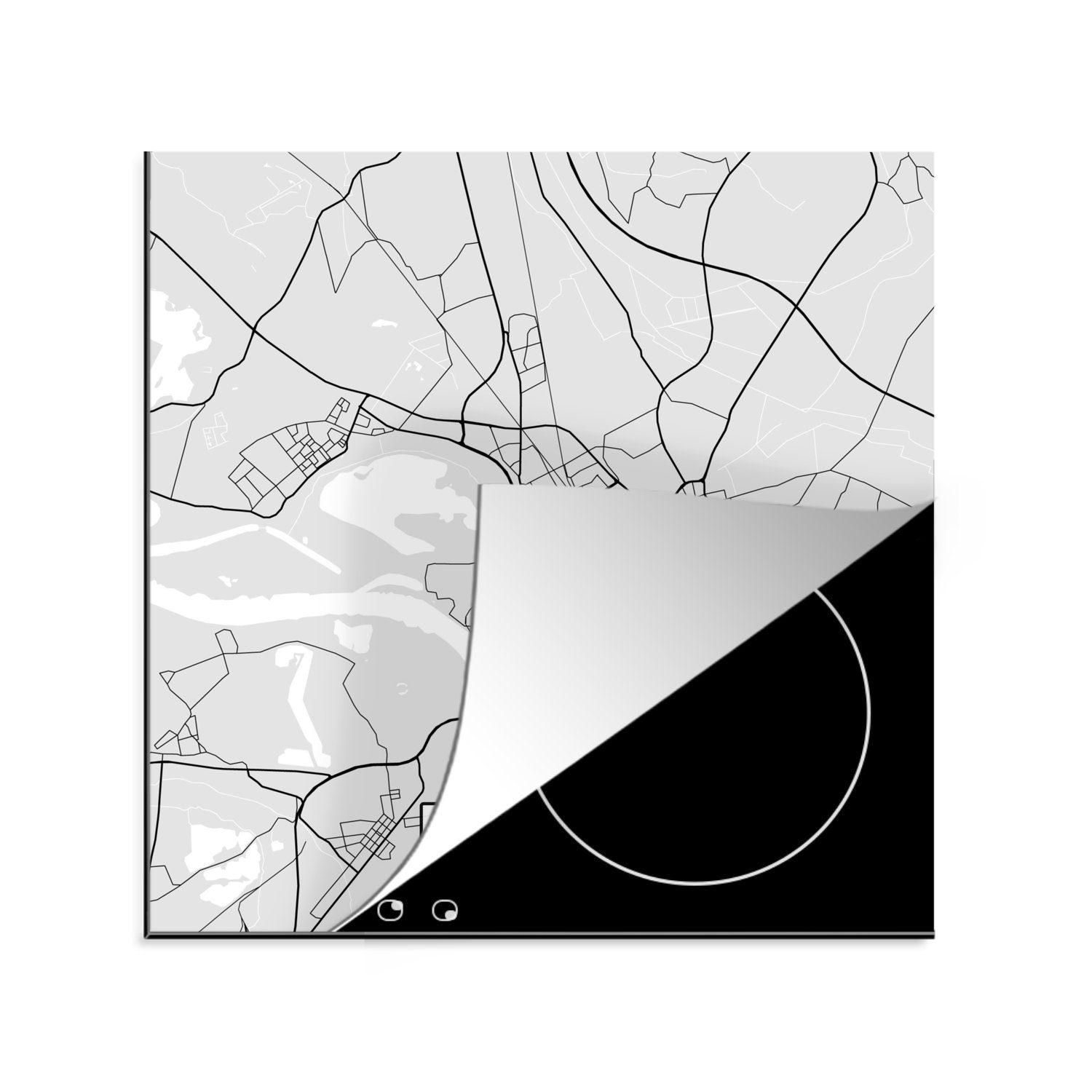 MuchoWow Herdblende-/Abdeckplatte Deutschland - Wesel - Karte - Stadtplan - Wegbeschreibung, Vinyl, (1 tlg), 78x78 cm, Ceranfeldabdeckung, Arbeitsplatte für küche