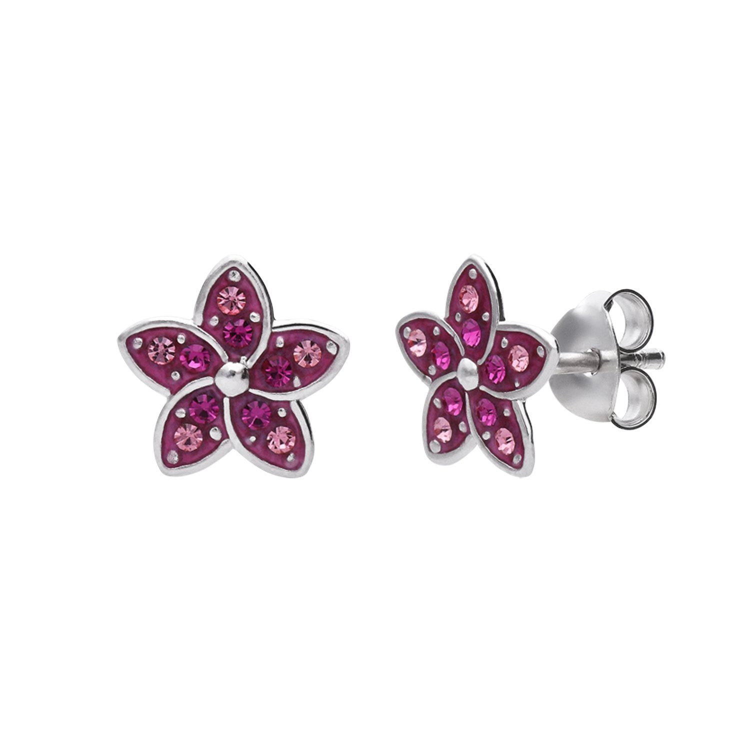 LUCARDI Paar Ohrstecker Ohrring - 925 Silber - Silber - Kristall - Kinder