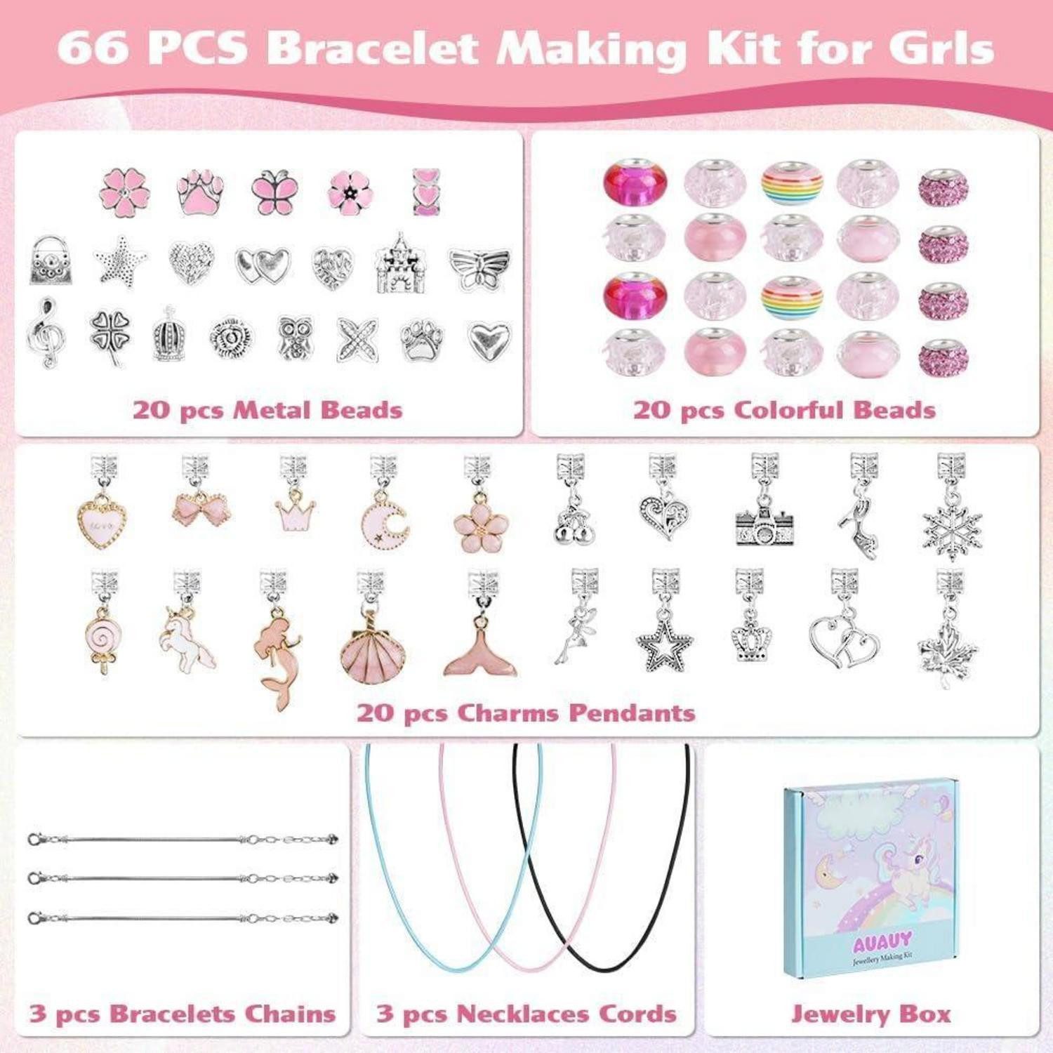 LuxusKollektion Schmuck-Adventskalender Bastelset Armbänder Mädchen Adventskalender Füllung 4 12 Rosa-A