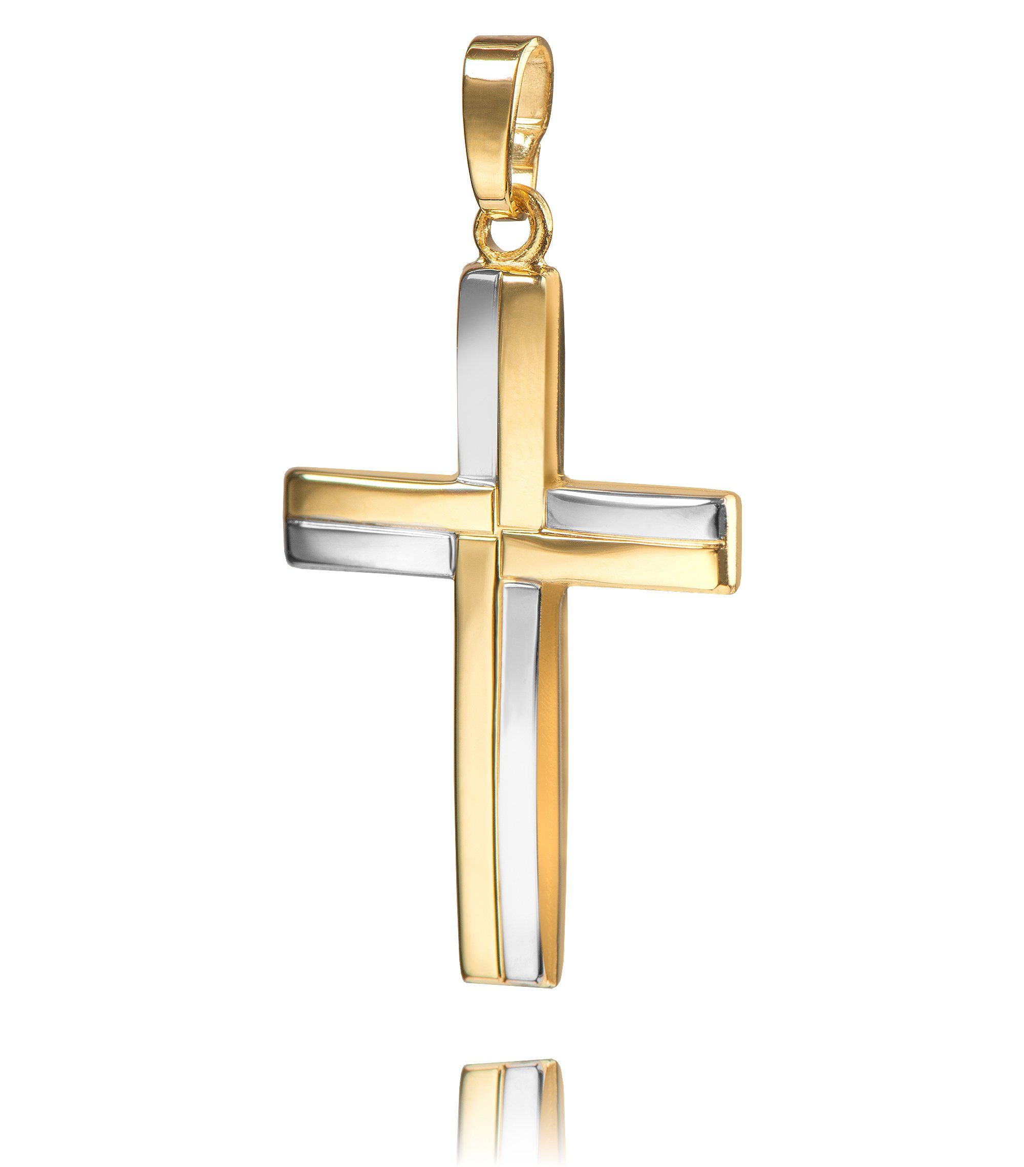 JEVELION Kreuzanhänger Kreuz Anhänger und Herren), - in für bicolor Kreuz (Goldkreuz, Damen Made Germany Goldenes 750 Gold