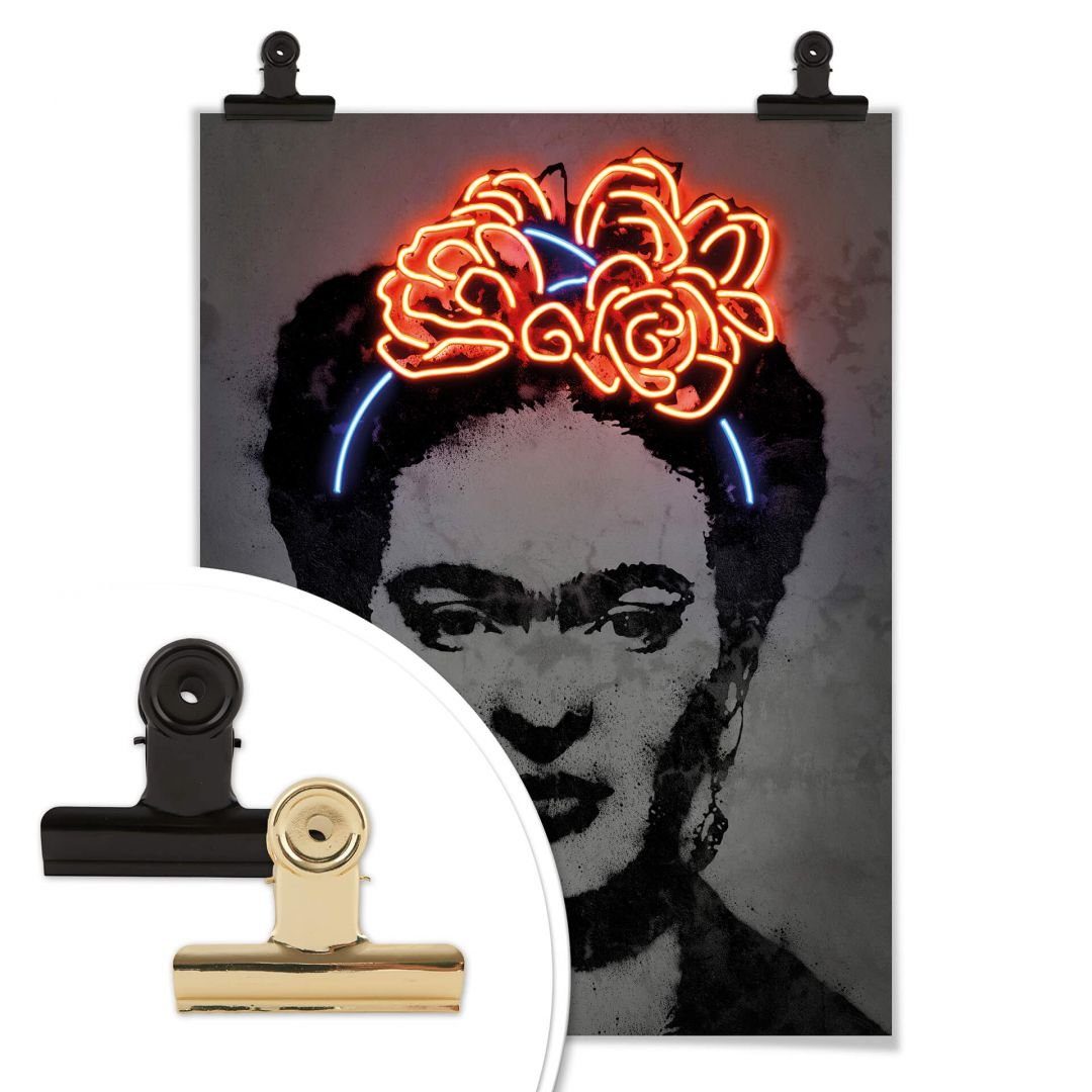 K&L Wall Art Poster Poster Mielu Neon Streets Kult Retro Frida Kahlo Leuchtbild Stil, Wohnzimmer Wandbild modern
