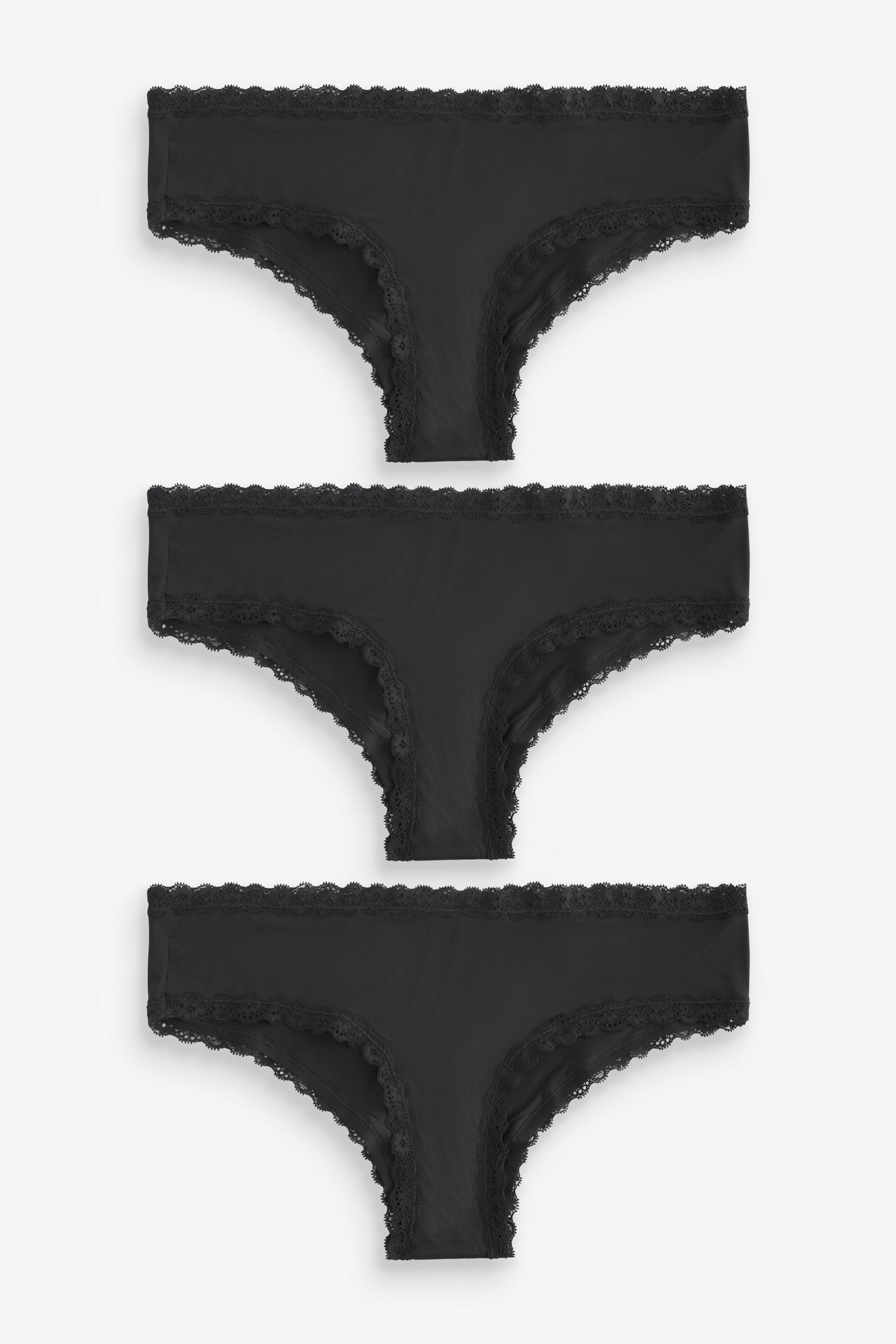 Hipster 3 x Slips aus Mikrofaser mit Spitze, Hipster