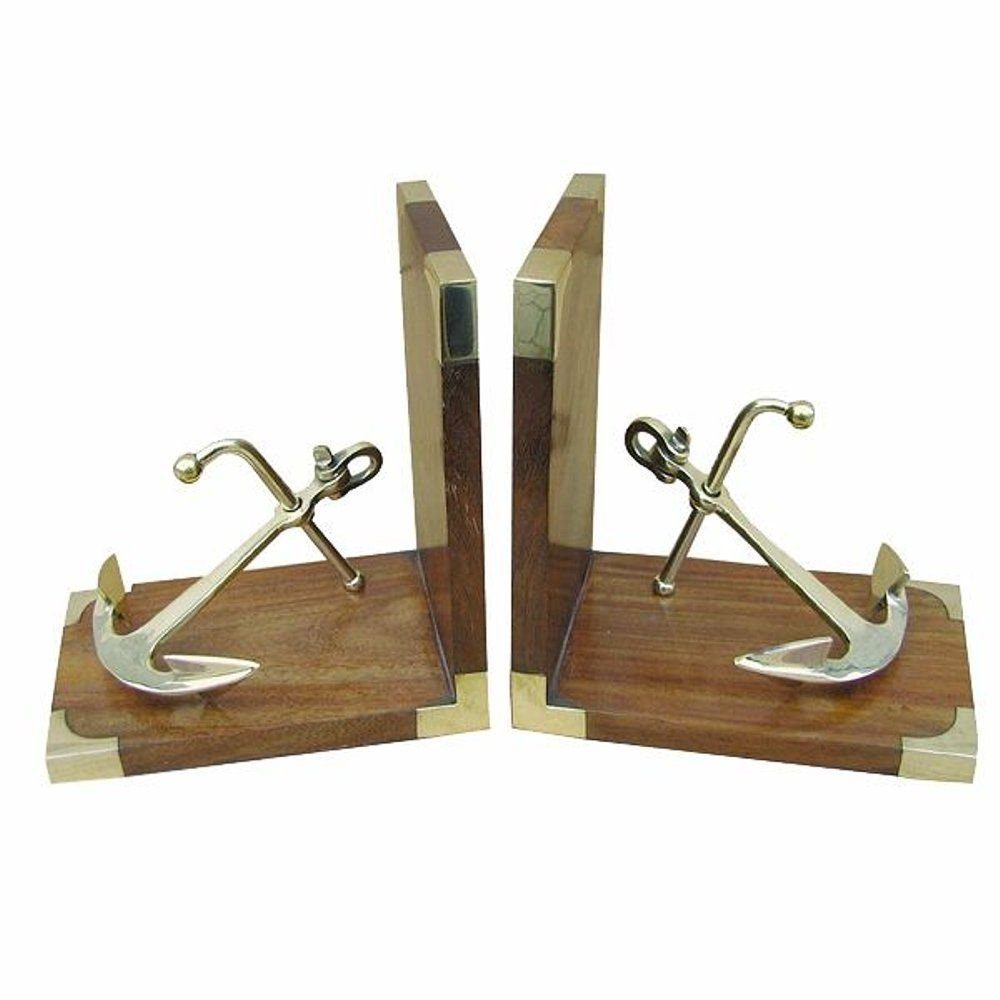 Linoows Dekoobjekt Marine Buchstützen Paar Paar maritime Bookends (1), Buchhalter mit Marine Stockanker, Buchhalter