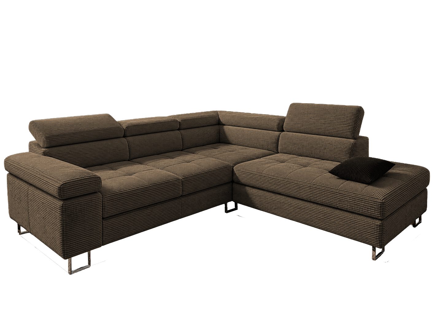 Goldstoff Ecksofa mit Schlaffunktion, Cord Couch für Wohnzimmer - Cord Ecksofa, Cord Sofa VOYAGE 2 Teile, Großer Bettkasten