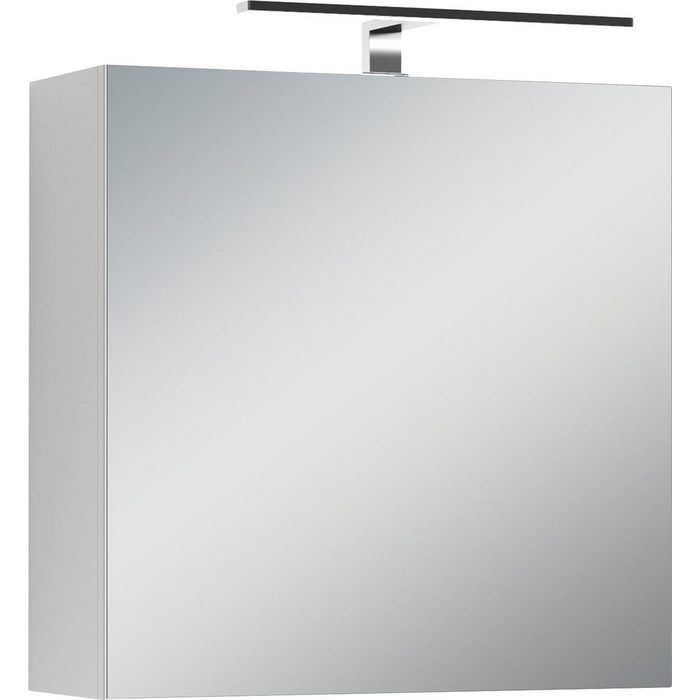 byLIVING Spiegelschrank Spree Breite 60 cm 1-türig mit LED Beleuchtung und Schalter-/Steckdosenbox