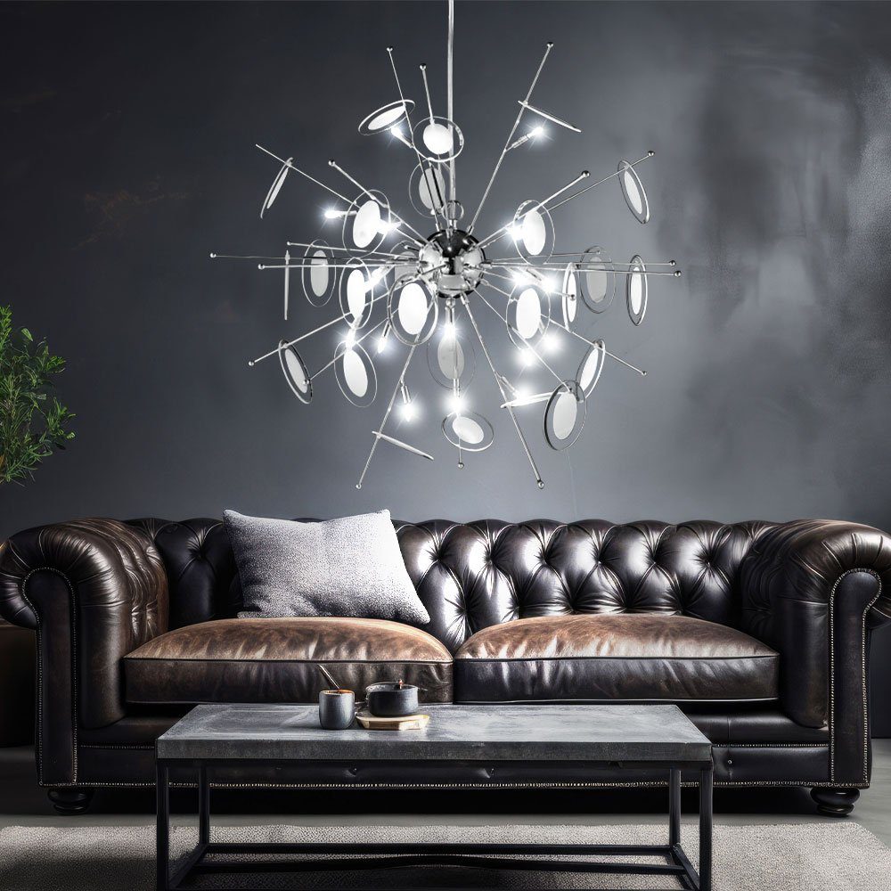 WOFI Hängeleuchte, Leuchtmittel nicht inklusive, Hängeleuchte Esstischleuchte Chrom Hängelampe Glas teilsatiniert G4