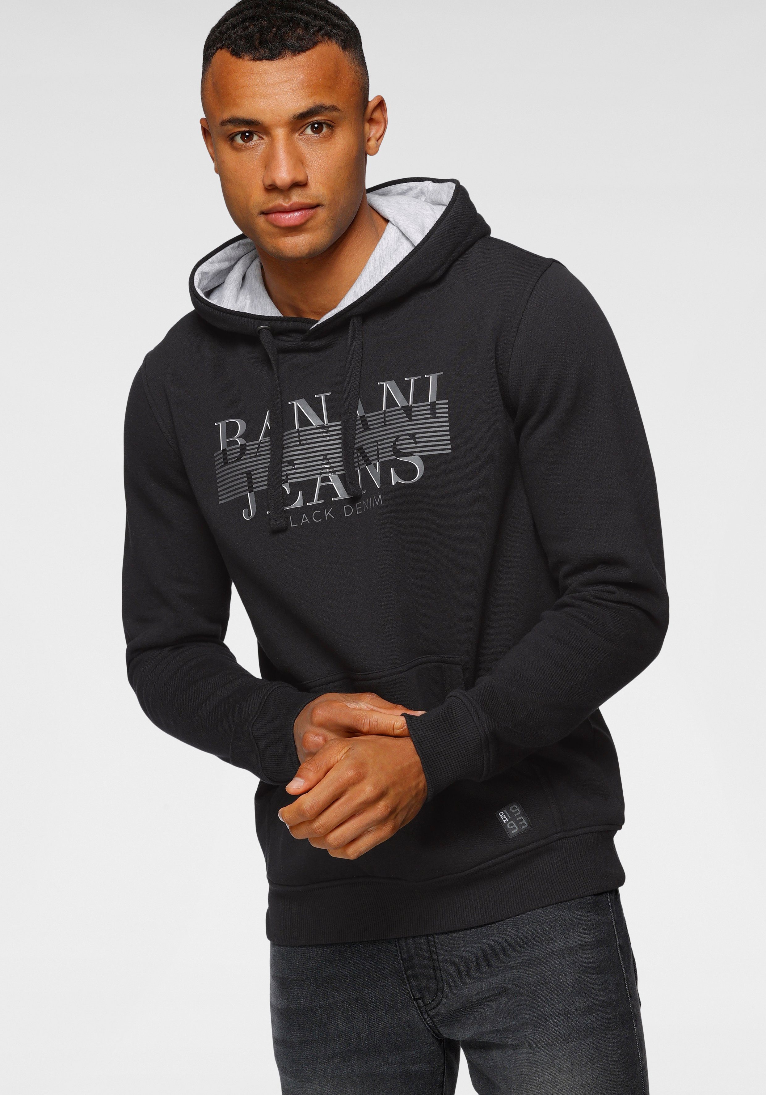 Bruno Banani Kapuzensweatshirt schmale Passform, bedrucktes Design, aus Bau günstig online kaufen