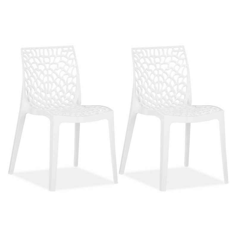 Homestyle4u Gartenstuhl Design Stuhl Set 2 4 oder 6 Stühle Weiß (2er Set)