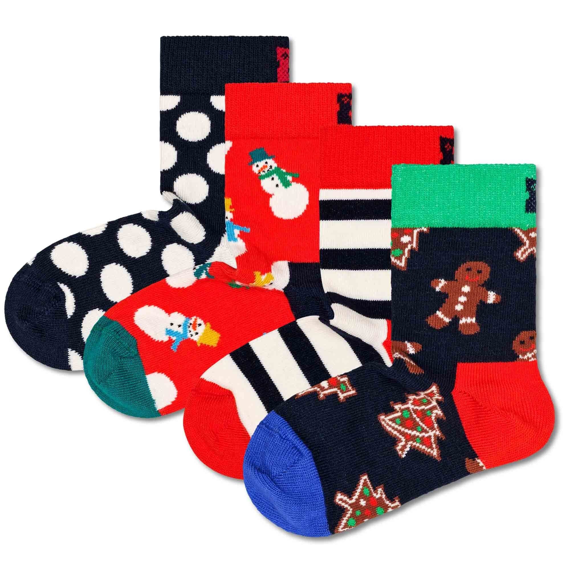 Happy Socks Freizeitsocken Kinder Socken unisex, 4er Pack - X-MAS