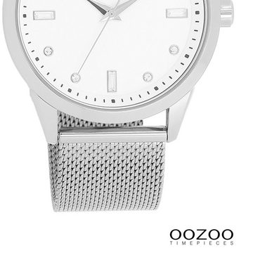 OOZOO Quarzuhr Oozoo Damen Armbanduhr Timepieces Analog, (Analoguhr), Damenuhr rund, groß (ca. 40mm) Metallarmband, Fashion-Style