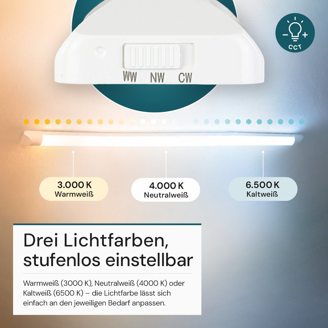 LUXULA LED Unterbauleuchte LUXULA LED Unterbauleuchte 120 cm 36 W CCT einstellbar Weiß, LED fest integriert, Farbwechsler – Bild 3 von 5