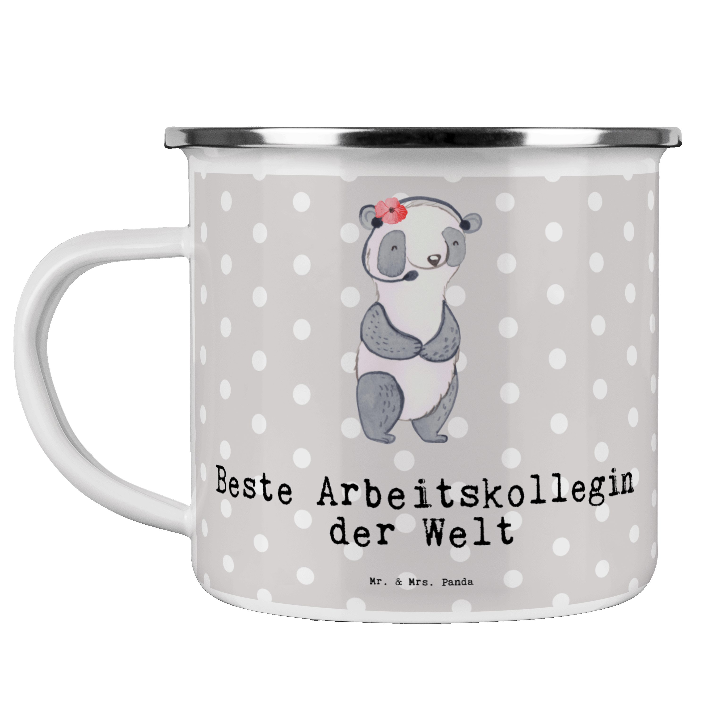 Welt Mrs. Pastell - & der Emaille Arbeitskollegin Geschenk, Grau Email, Panda Beste Becher Panda - Mr.